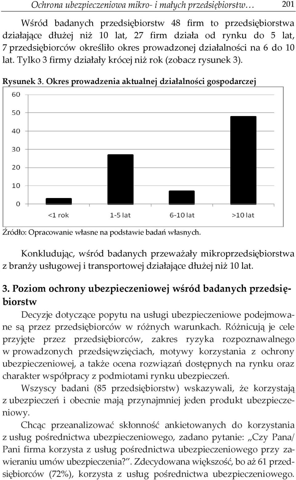 Okres prowadzenia aktualnej działalności gospodarczej Konkludując, wśród badanych przeważały mikroprzedsiębiorstwa z branży usługowej i transportowej działające dłużej niż 10 lat. 3.