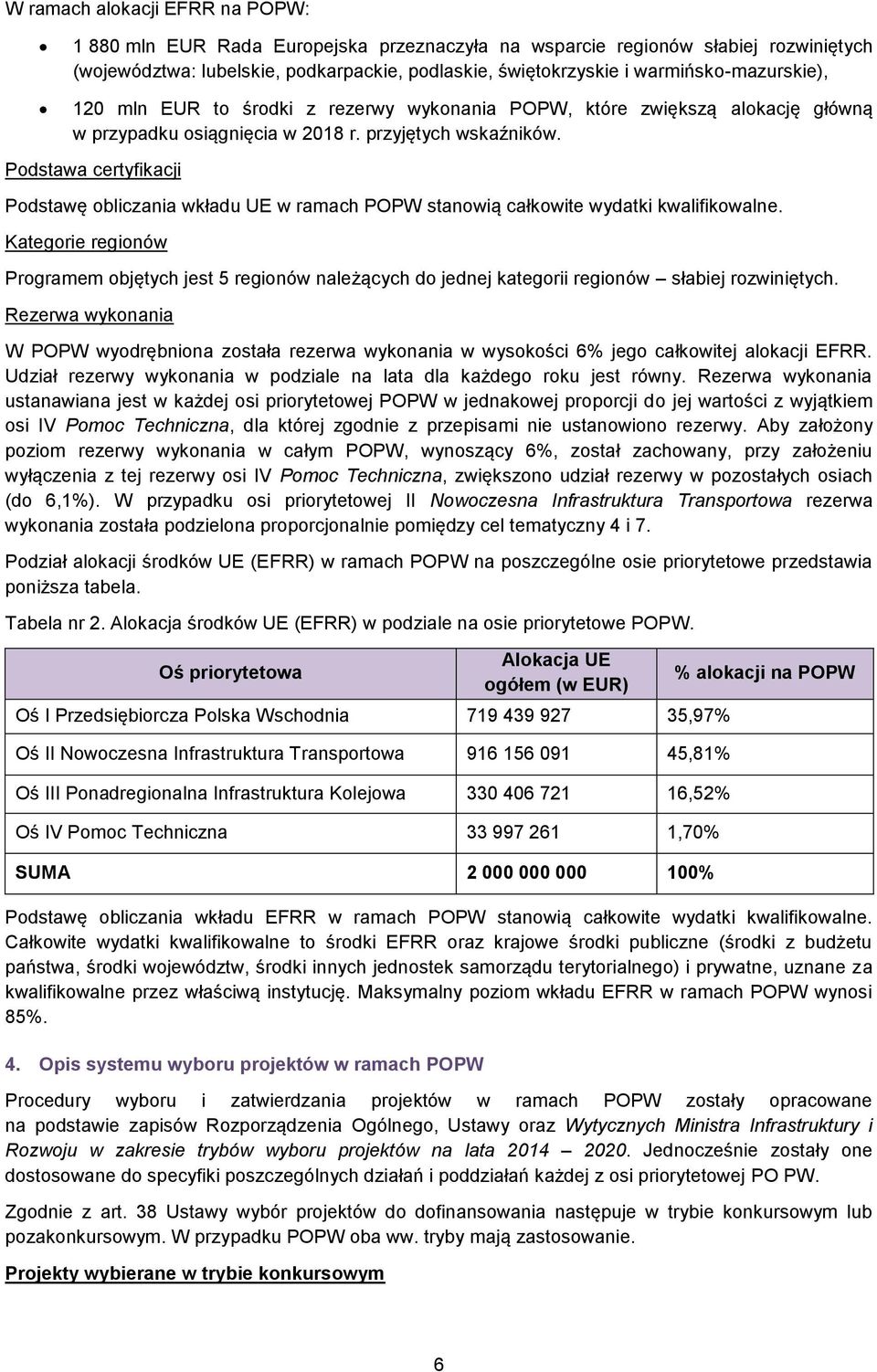 Podstawa certyfikacji Podstawę obliczania wkładu UE w ramach POPW stanowią całkowite wydatki kwalifikowalne.