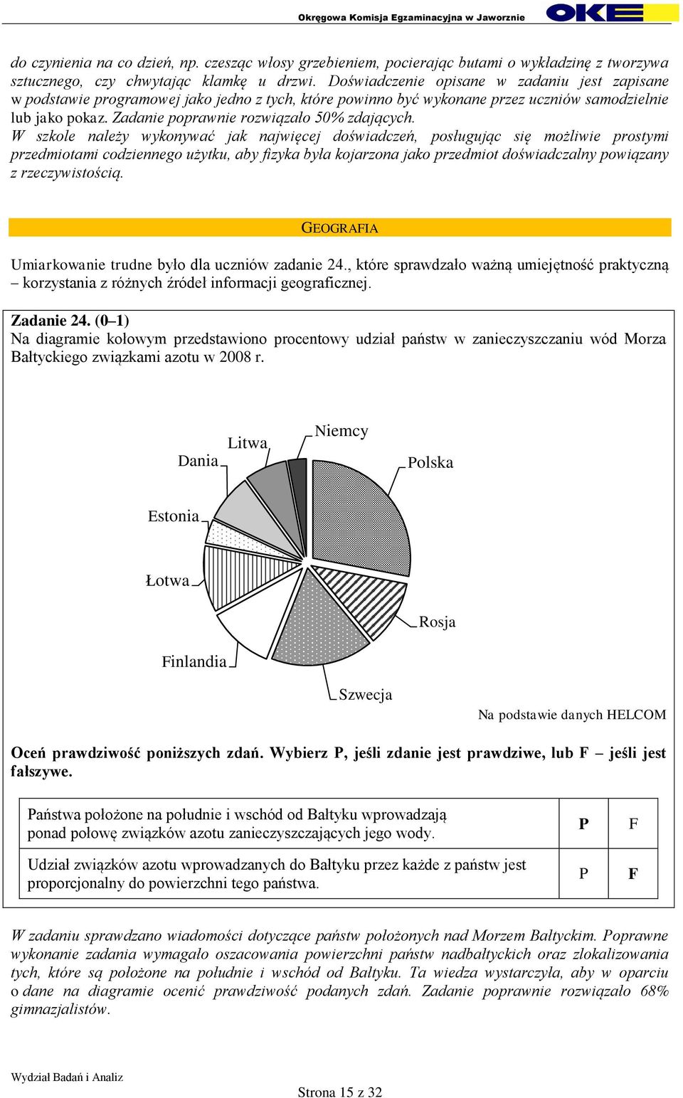 Zadanie poprawnie rozwiązało 50% zdających.