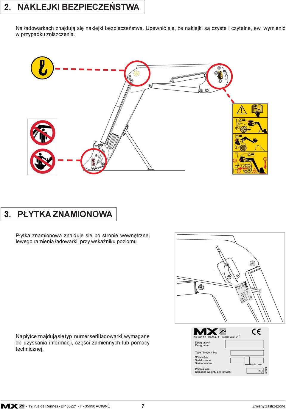 Upewnić się, że naklejki są czyste i czytelne, ew. wymienić w przypadku zniszczenia. 3 1 504 303 4 2 3.