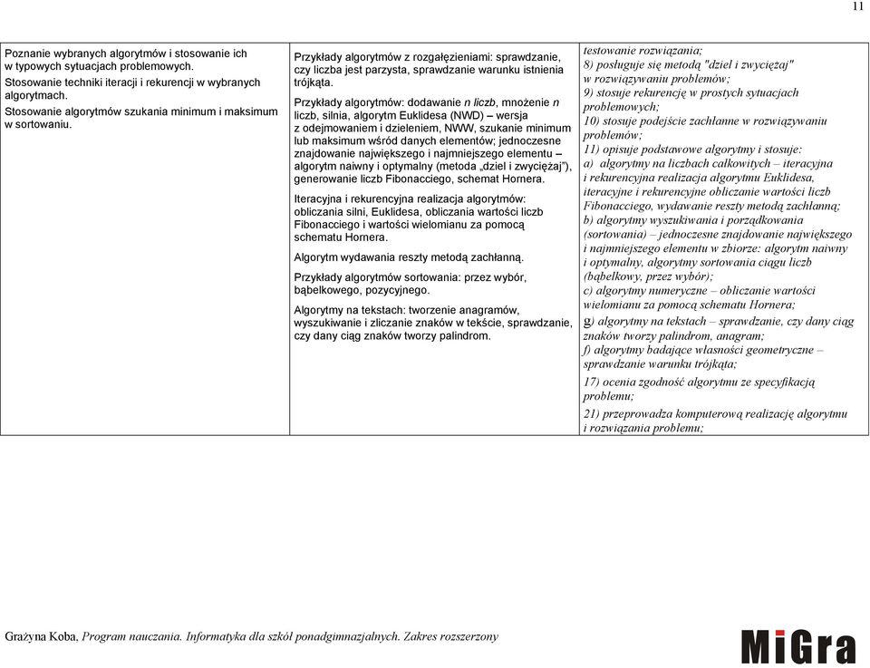 Przykłady algorytmów: dodawanie n liczb, mnożenie n liczb, silnia, algorytm Euklidesa (NWD) wersja z odejmowaniem i dzieleniem, NWW, szukanie minimum lub maksimum wśród danych elementów; jednoczesne