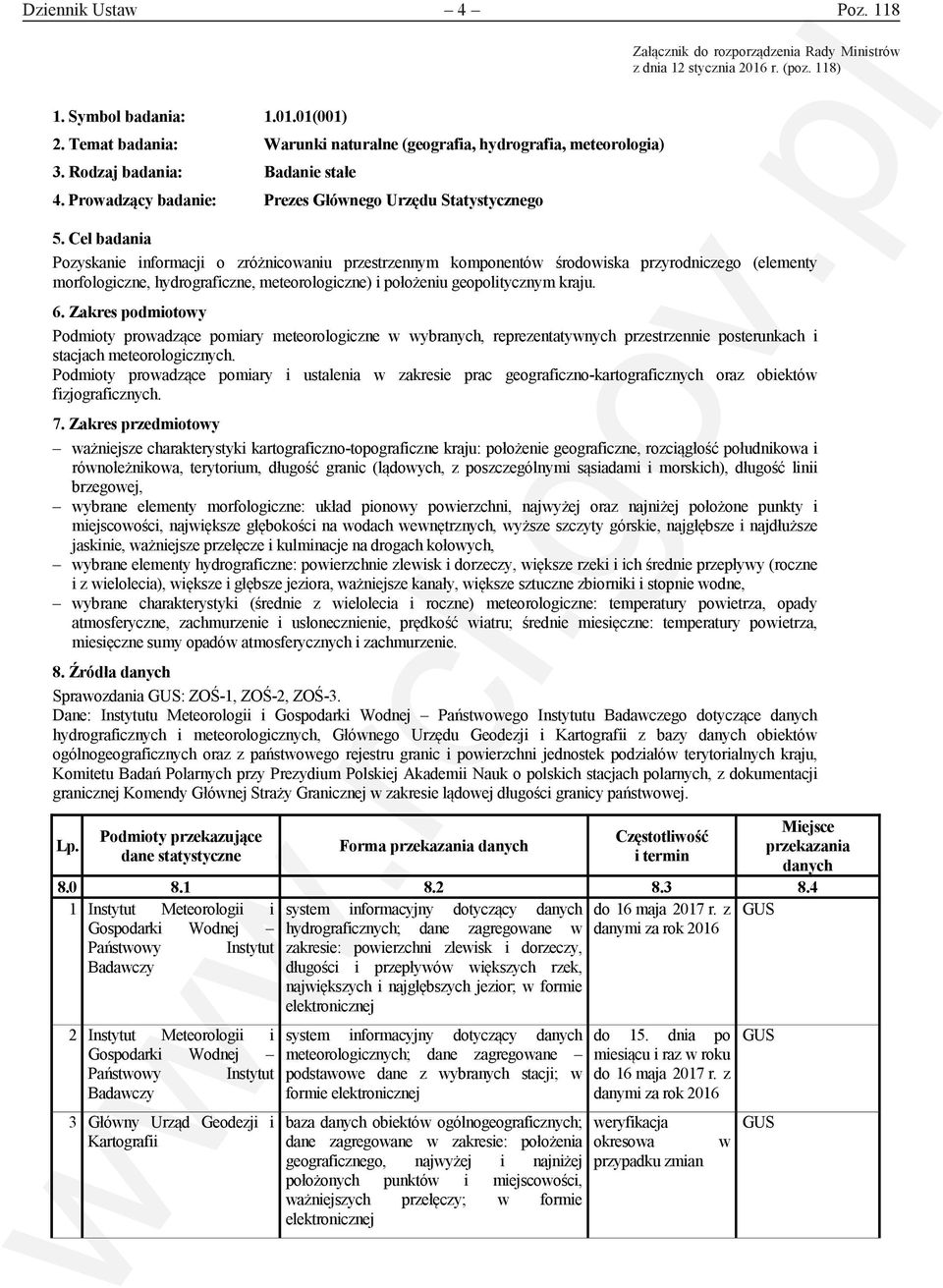 Cel badania Pozyskanie informacji o zróżnicowaniu przestrzennym komponentów środowiska przyrodniczego (elementy morfologiczne, hydrograficzne, meteorologiczne) i położeniu geopolitycznym kraju. 6.