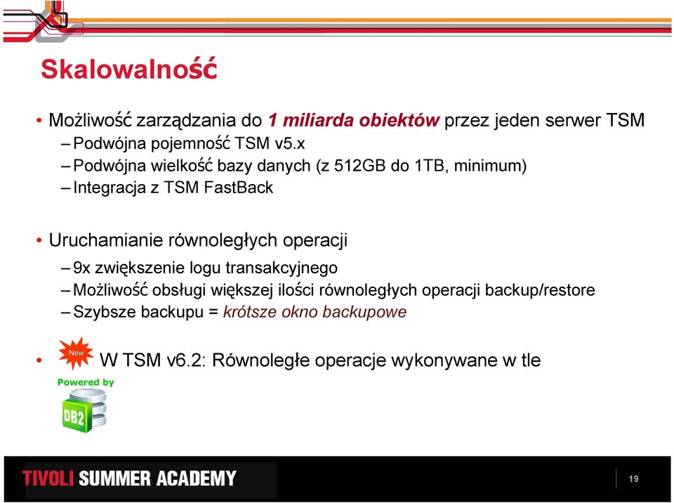 operacji 9x zwiększenie logu transakcyjnego MoŜliwość obsługi większej ilości równoległych operacji