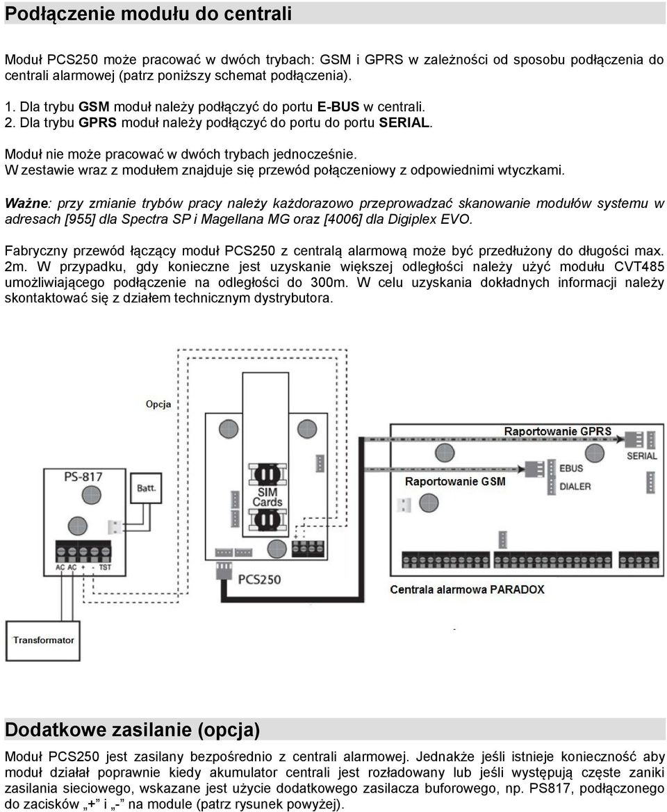 W zestawie wraz z modułem znajduje się przewód połączeniowy z odpowiednimi wtyczkami.