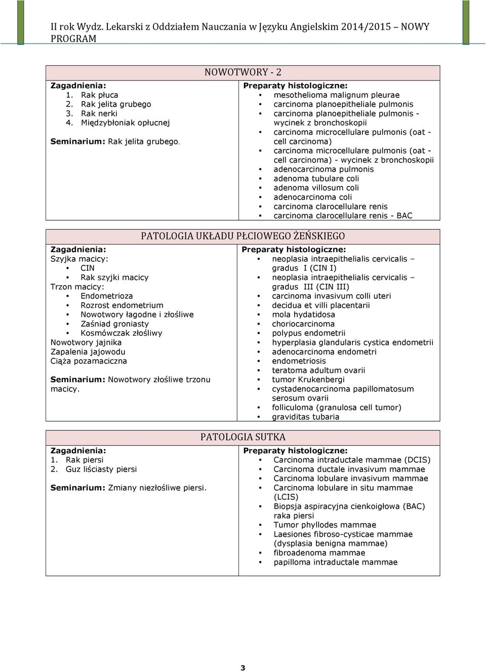 carcinoma microcellulare pulmonis (oat - cell carcinoma) - wycinek z bronchoskopii adenocarcinoma pulmonis adenoma tubulare coli adenoma villosum coli adenocarcinoma coli carcinoma clarocellulare