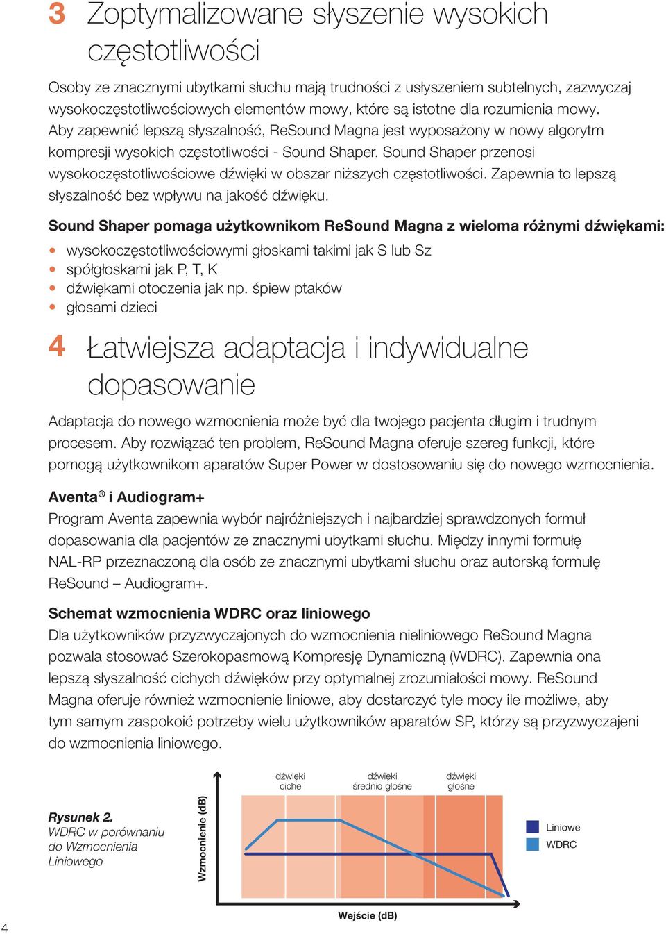 Sound Shaper przenosi wysokoczęstotliwościowe dźwięki w obszar niższych częstotliwości. Zapewnia to lepszą słyszalność bez wpływu na jakość dźwięku.