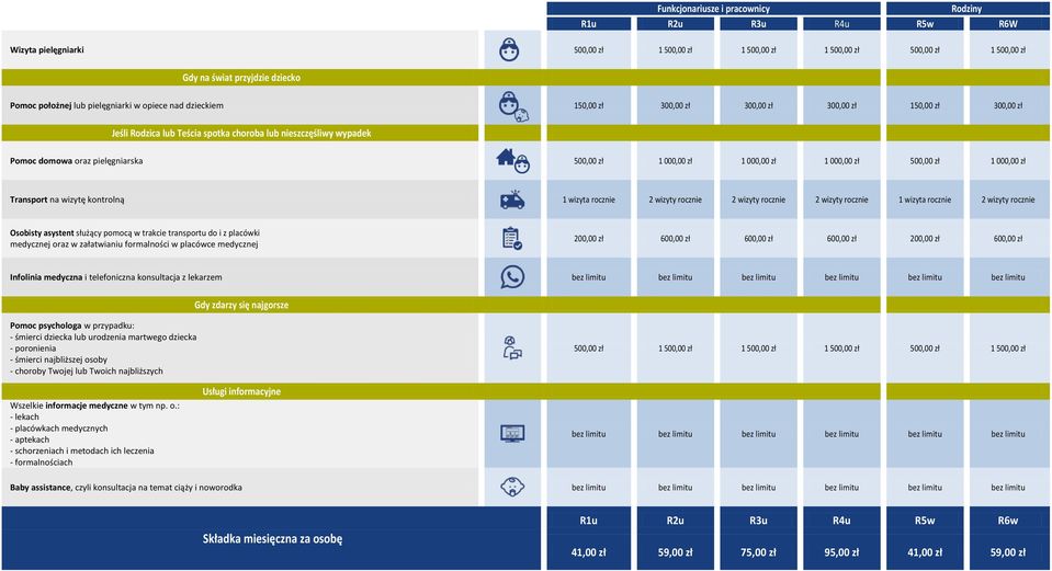 wizyty rocznie 2 wizyty rocznie 1 wizyta rocznie 2 wizyty rocznie Osobisty asystent służący pomocą w trakcie transportu do i z placówki medycznej oraz w załatwianiu formalności w placówce medycznej