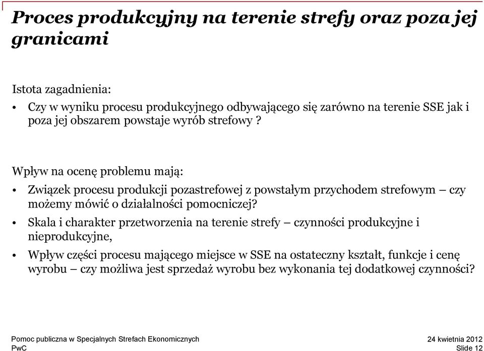 Wpływ na ocenę problemu mają: Związek procesu produkcji pozastrefowej z powstałym przychodem strefowym czy możemy mówić o działalności pomocniczej?