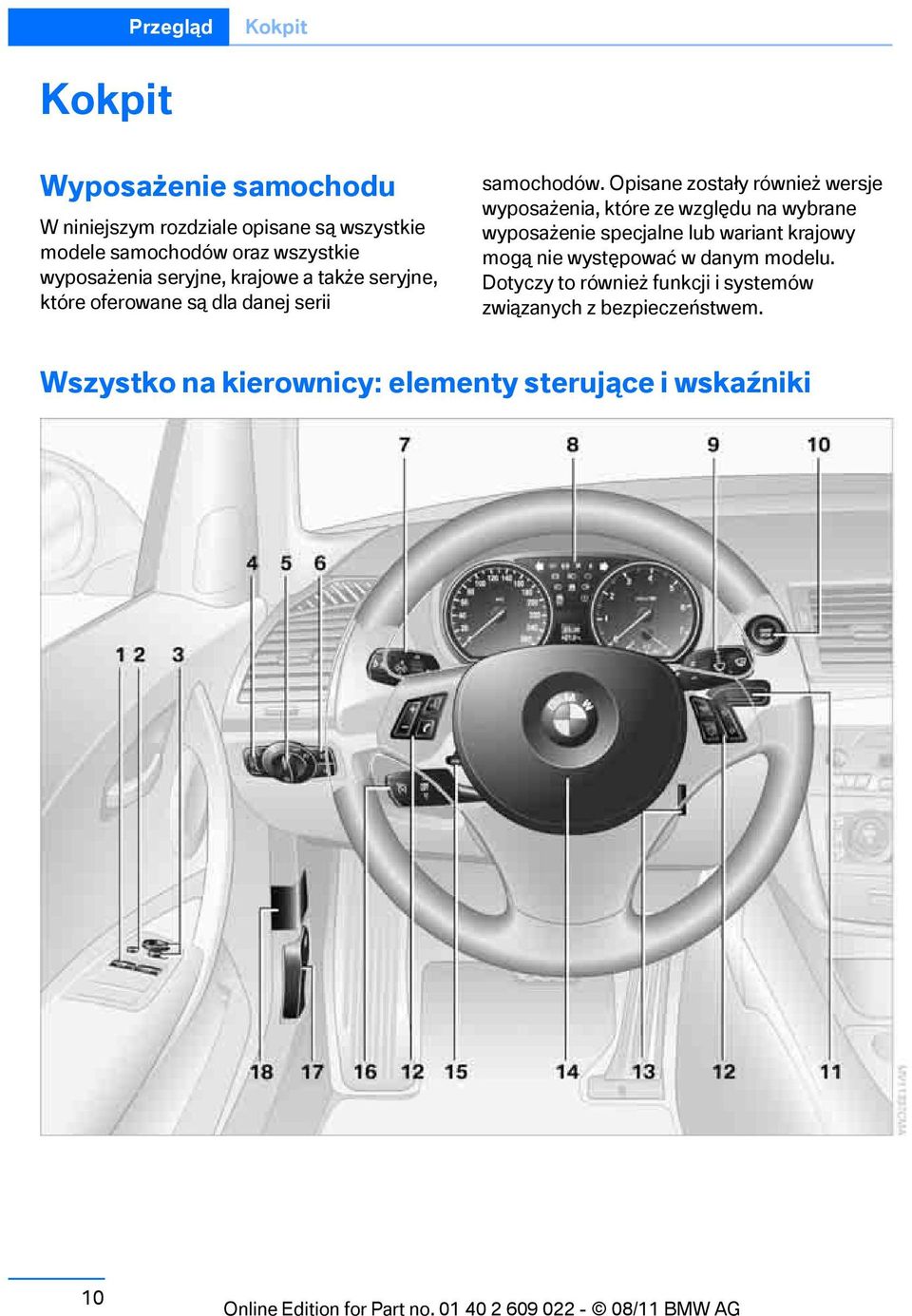 Opisane zostały również wersje wyposażenia, które ze względu na wybrane wyposażenie specjalne lub wariant krajowy mogą nie