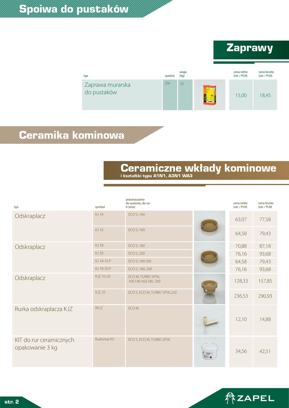 140,160 64,58 79,43 KJ 18-20 P ECO S; 180, 76,16 93,68 Odskraplacz KJZ 10-20 ECO M,, 100,140,160,180, 128,33 157,85 KJZ