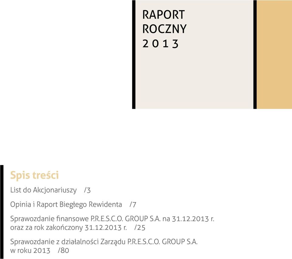 GROUP S.A. na 31.12.2013 r. oraz za rok zakończony 31.12.2013 r. /25 Sprawozdanie z działalności Zarządu P.