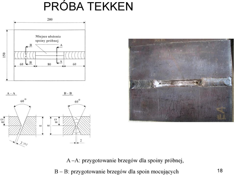 spoiny próbnej, B B:  spoin