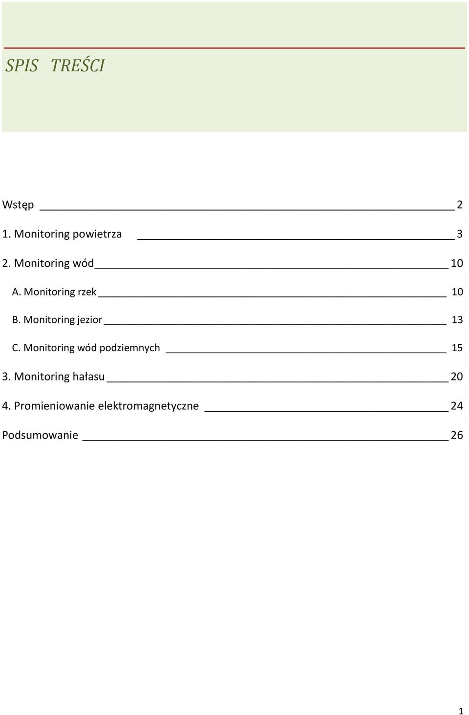 Monitoring jezior 13 C. Monitoring wód podziemnych 15 3.