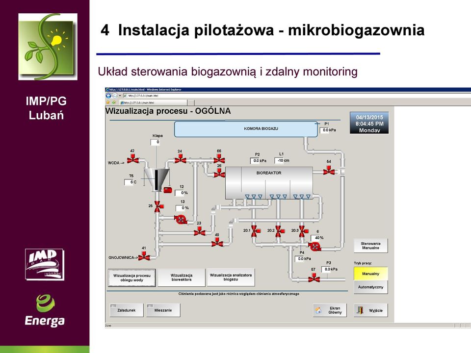 sterowania biogazownią i