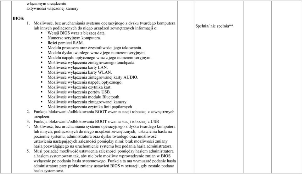 Numerze seryjnym komputera. Ilości pamięci RAM. Modelu procesora oraz częstotliwości jego taktowania. Modelu dysku twardego wraz z jego numerem seryjnym.