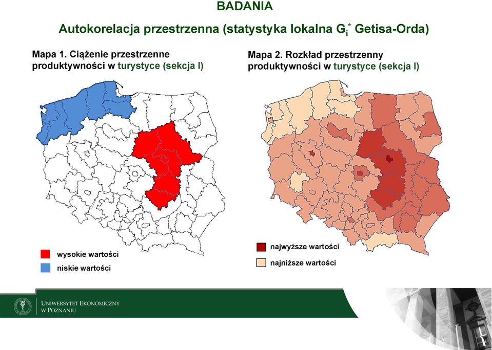 Ciążenie przestrzenne produktywności w turystyce (sekcja I) Mapa 2.