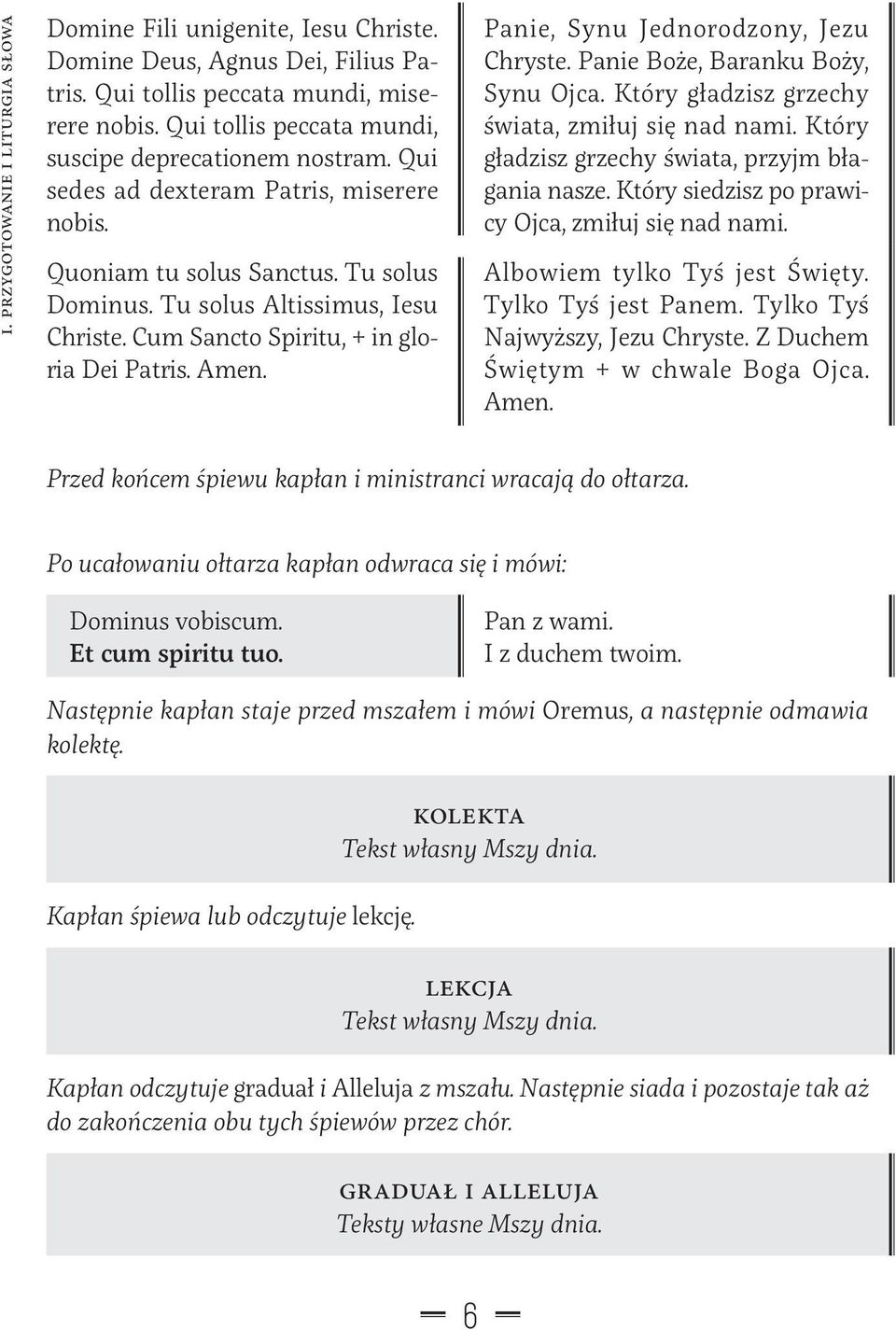 Cum Sancto Spiritu, + in gloria Dei Patris. Amen. Panie, Synu Jednorodzony, Jezu Chryste. Panie Boże, Baranku Boży, Synu Ojca. Który gładzisz grzechy świata, zmiłuj się nad nami.