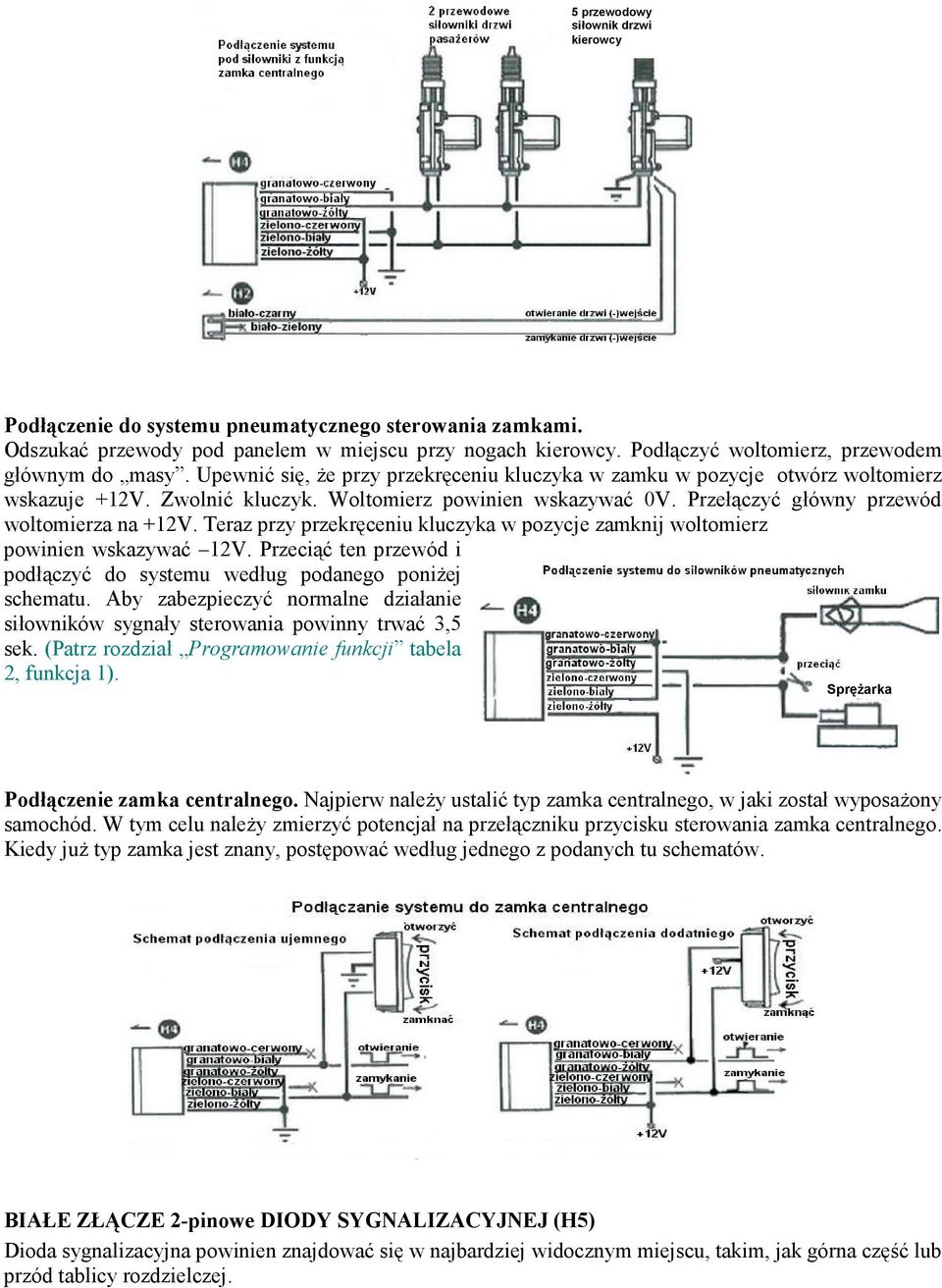 Przełączyć główny przewód woltomierza na +12V. Teraz przy przekręceniu kluczyka w pozycje zamknij woltomierz powinien wskazywać 12V.