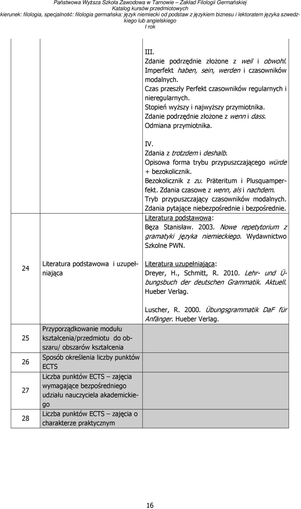 Bezokolicznik z zu. Präteritum i Plusquamperfekt. Zdania czasowe z wenn, als i nachdem. Tryb przypuszczający czasowników modalnych. Zdania pytające niebezpośrednie i bezpośrednie.