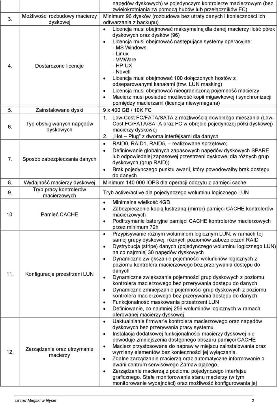 dyskowych oraz dysków (96) Licencja musi obejmować następujące systemy operacyjne: 4.