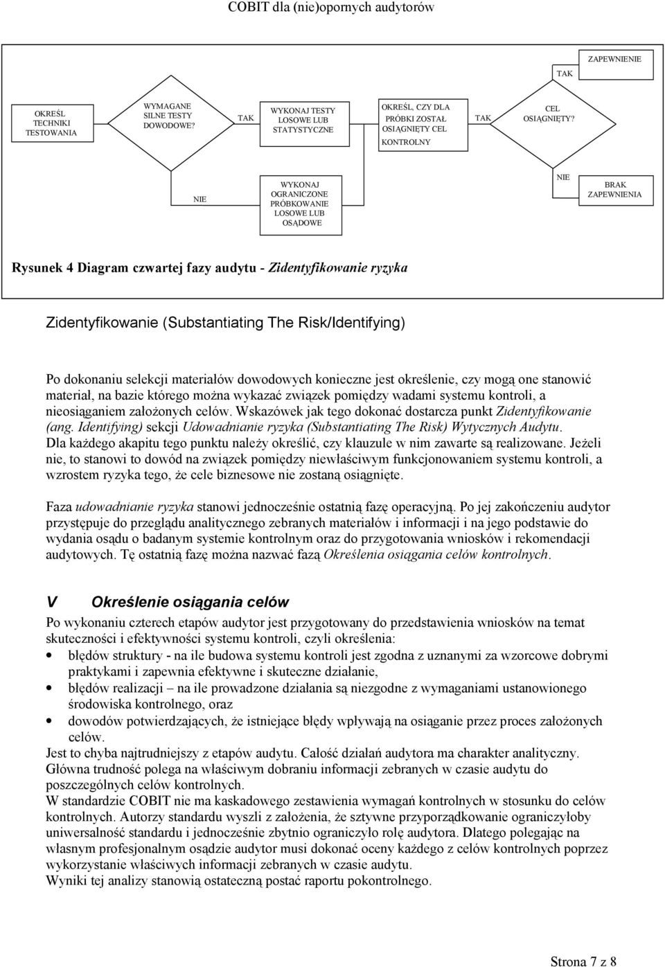 selekcji materiałów dowodowych konieczne jest określenie, czy mogą one stanowić materiał, na bazie którego można wykazać związek pomiędzy wadami systemu kontroli, a nieosiąganiem założonych celów.