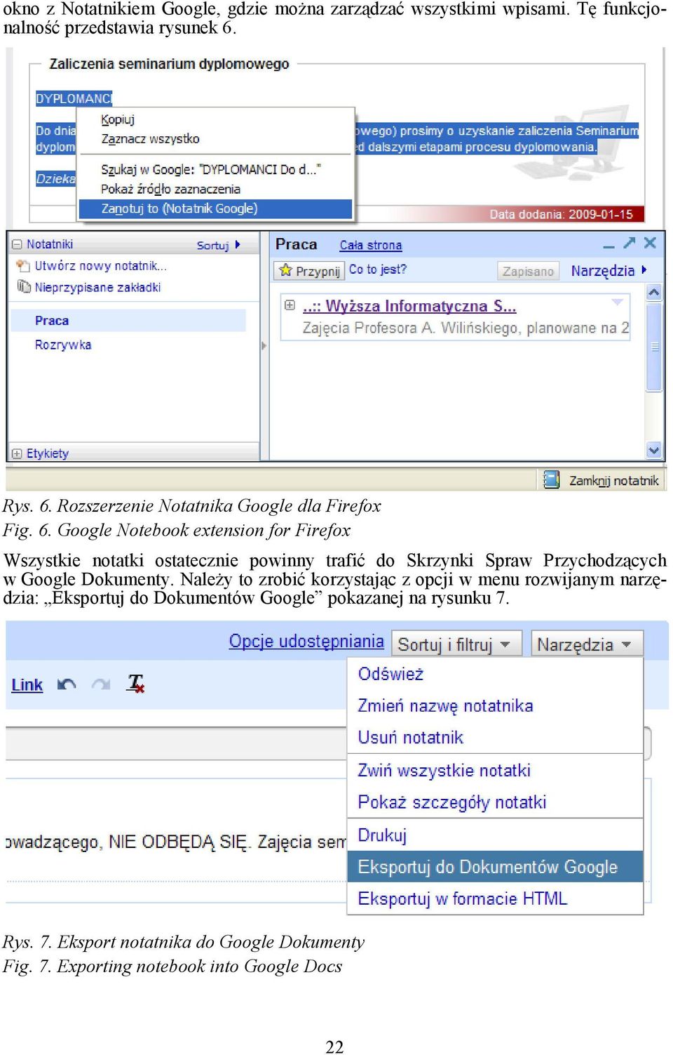 Rozszerzenie Notatnika Google dla Firefox Fig. 6.