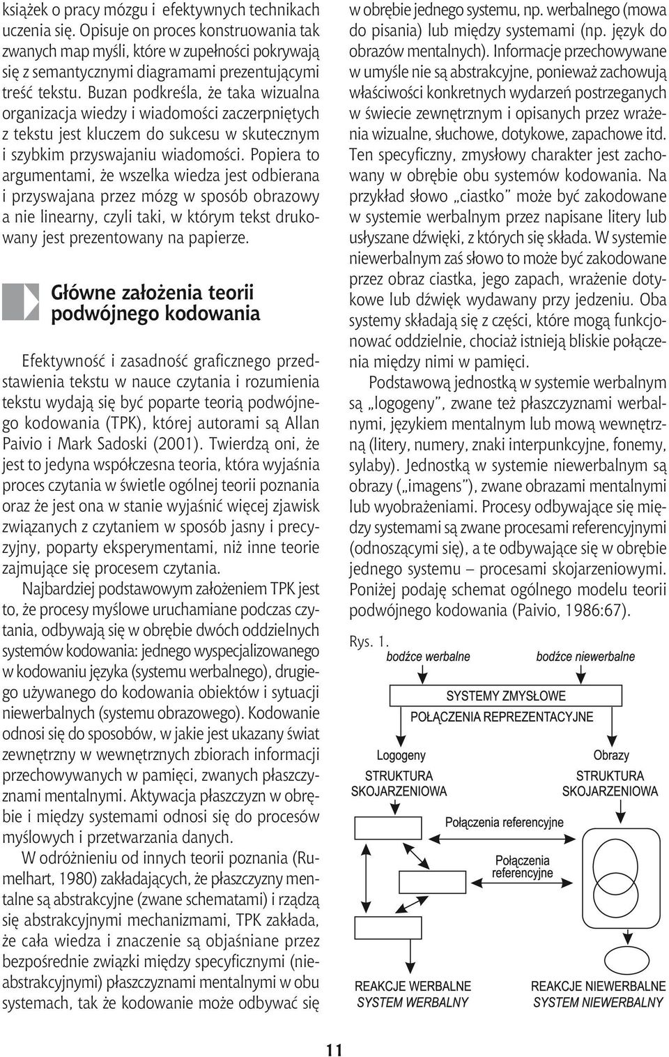 Buzan podkreśla, że taka wizualna organizacja wiedzy i wiadomości zaczerpniętych z tekstu jest kluczem do sukcesu w skutecznym i szybkim przyswajaniu wiadomości.