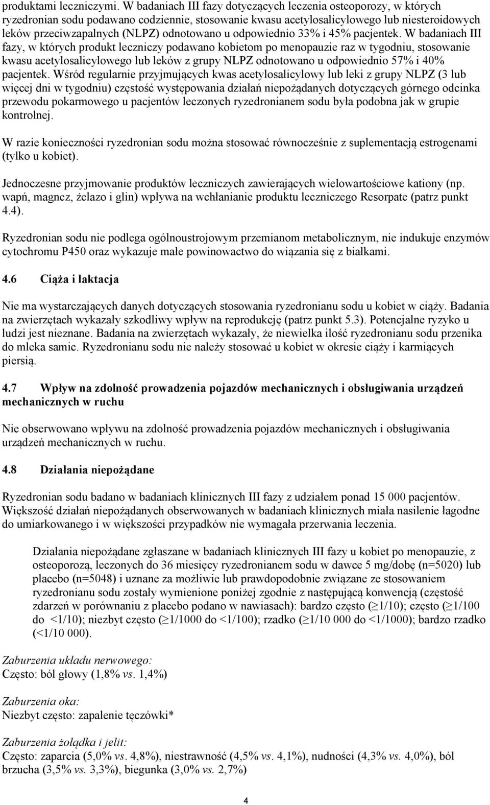 odnotowano u odpowiednio 33% i 45% pacjentek.