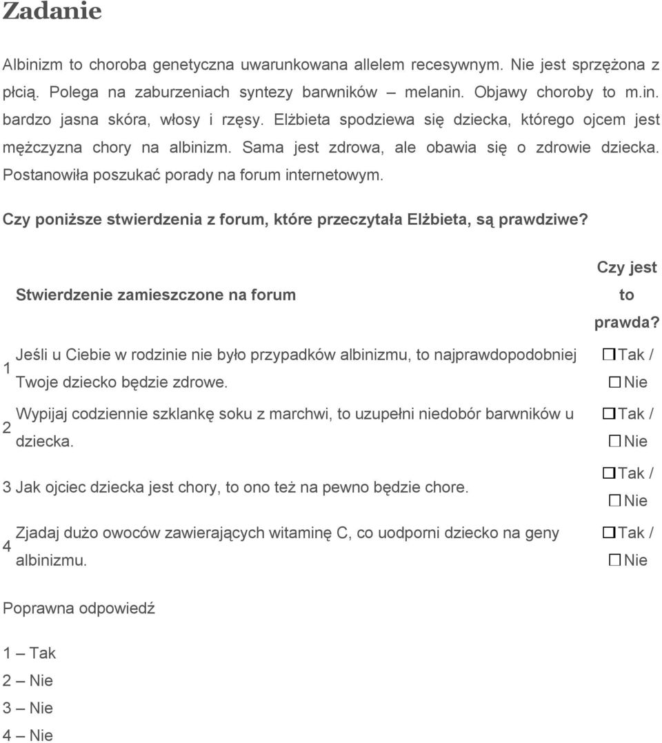 Czy poniższe stwierdzenia z forum, które przeczytała Elżbieta, są prawdziwe?