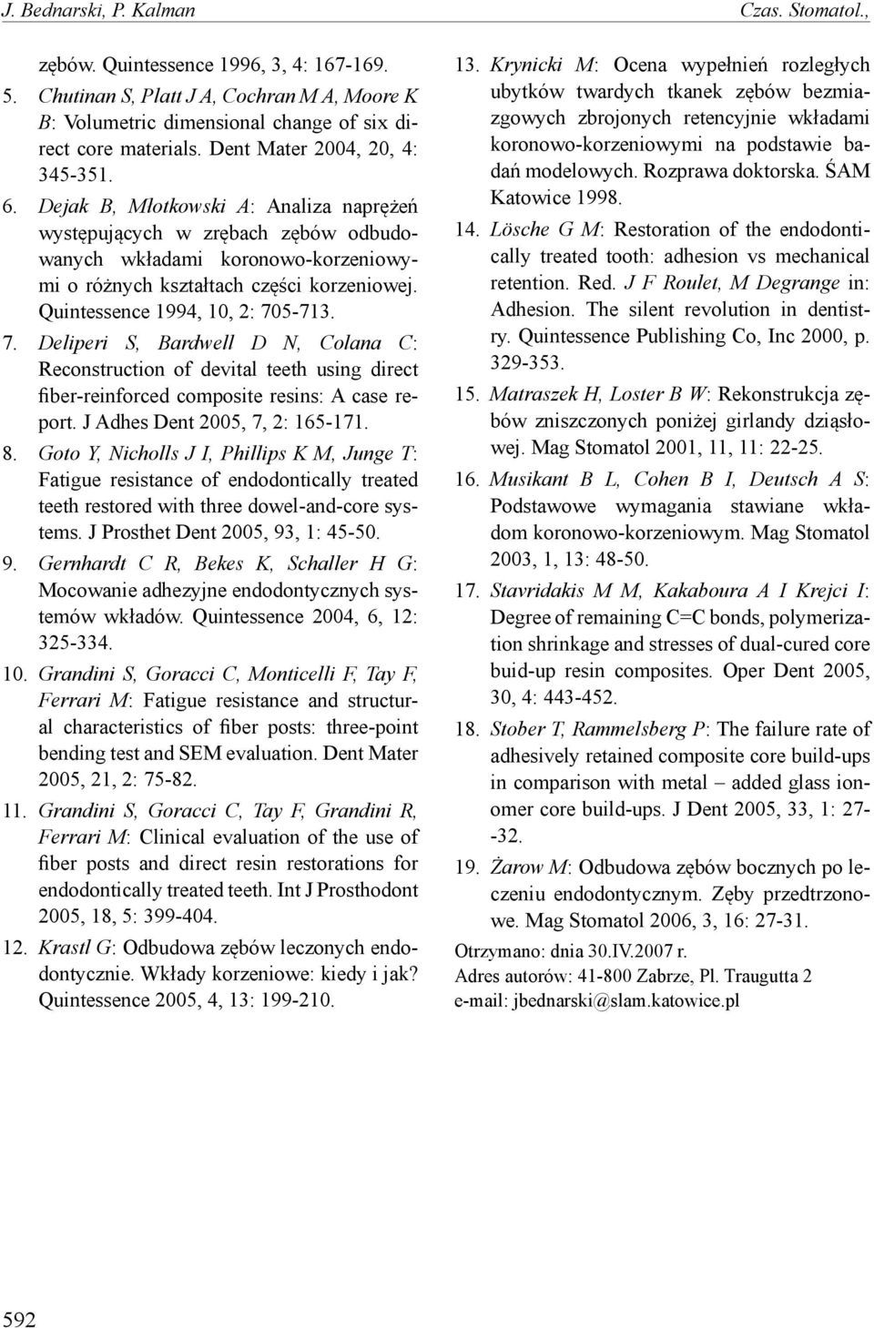 Quintessence 1994, 10, 2: 705-713. 7. Deliperi S, Bardwell D N, Colana C: Reconstruction of devital teeth using direct fiber-reinforced composite resins: A case report.