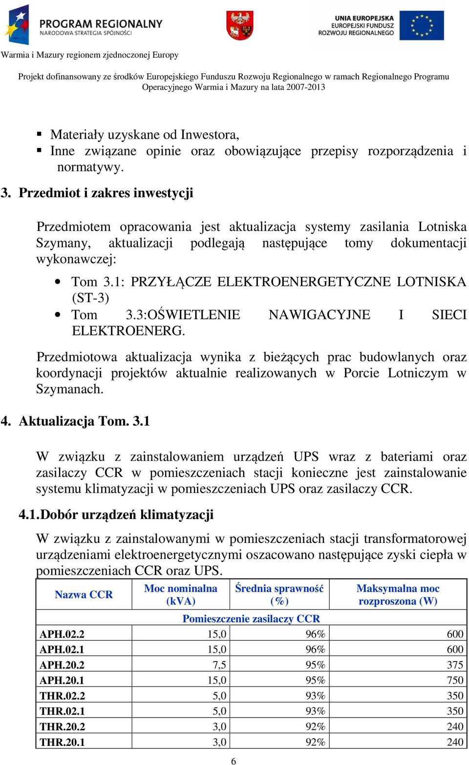 1: PRZYŁĄCZE ELEKTROENERGETYCZNE LOTNISKA (ST-3) Tom 3.3:OŚWIETLENIE NAWIGACYJNE I SIECI ELEKTROENERG.