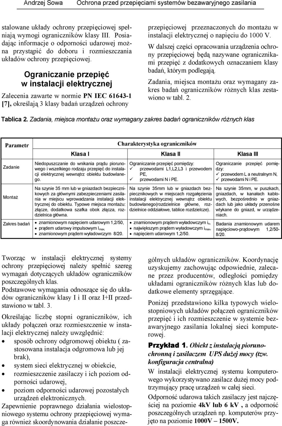 napięciu do 1000 V. W dalszej części opracowania urządzenia ochrony przepięciowej będą nazywane ogranicznikami z dodatkowych oznaczaniem klasy badań, którym podlegają.