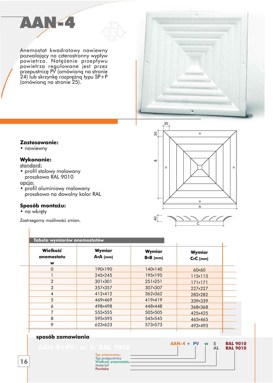 0 nawiewny profil stalowy malowany proszkowo profil aluminiowy malowany proszkowo na dowolny kolor R Sposób monta u: na wkr ty Zastrzegamy mo liwoêci zmian.