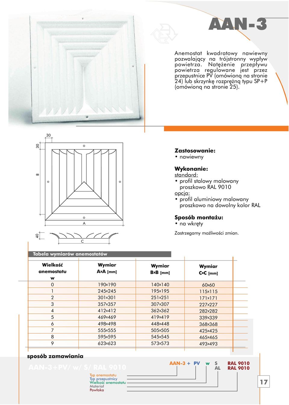 0 nawiewny profil stalowy malowany proszkowo profil aluminiowy malowany proszkowo na dowolny kolor R Sposób monta u: na wkr ty Zastrzegamy mo liwoêci zmian.