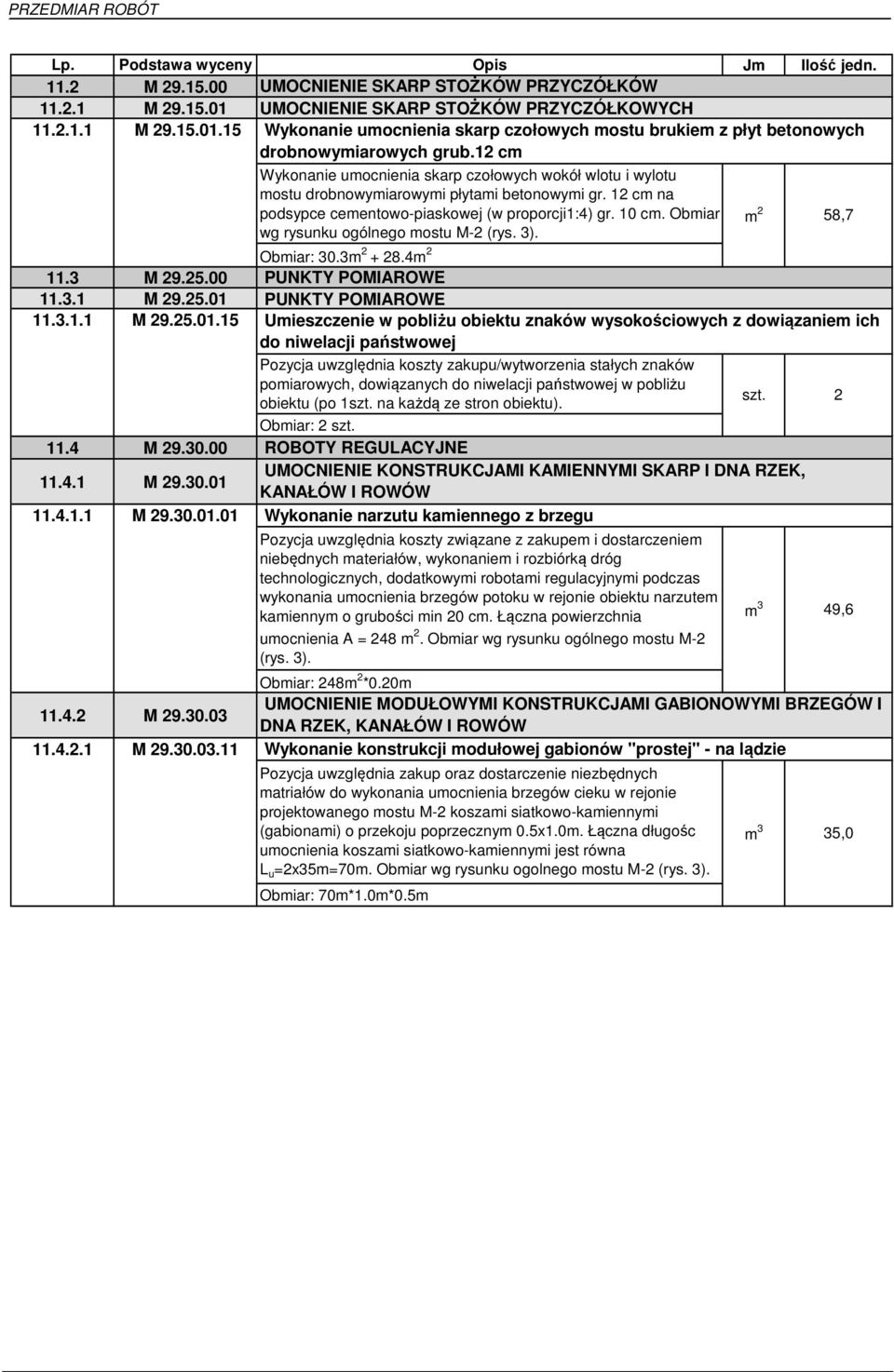 3m 2 + 28.4m 2 11.3 M 29.25.00 PUNKTY POMIAROWE 11.3.1 11.3.1.1 M 29.25.01 