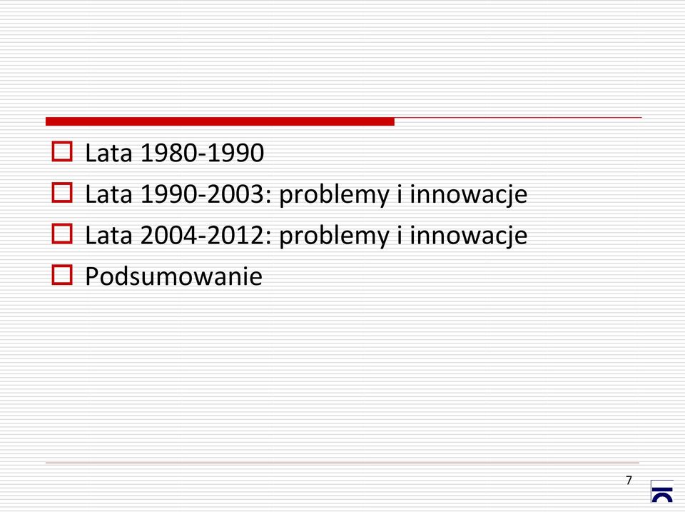 innowacje Lata 2004-2012: