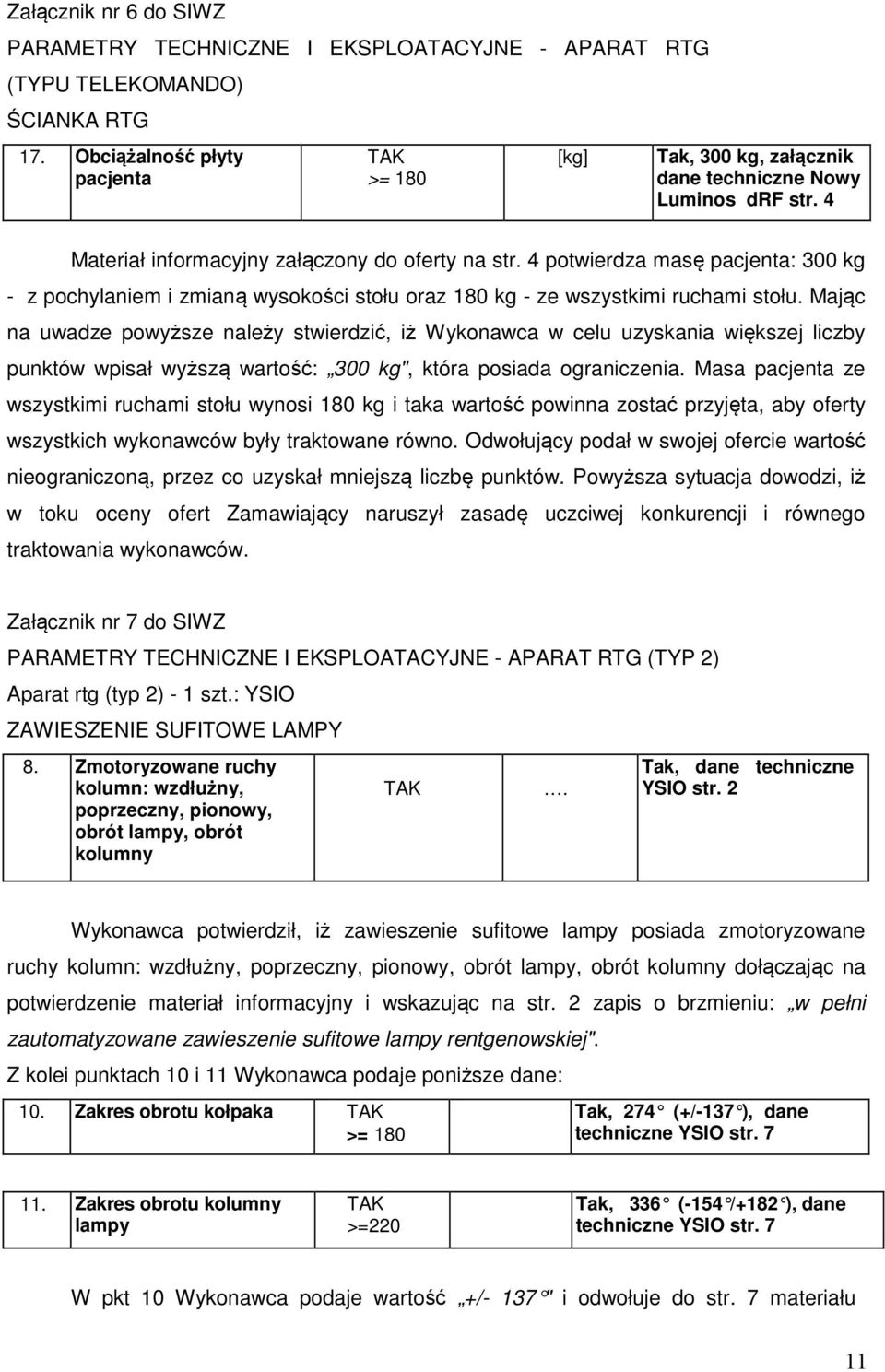 4 potwierdza masę pacjenta: 300 kg - z pochylaniem i zmianą wysokości stołu oraz 180 kg - ze wszystkimi ruchami stołu.