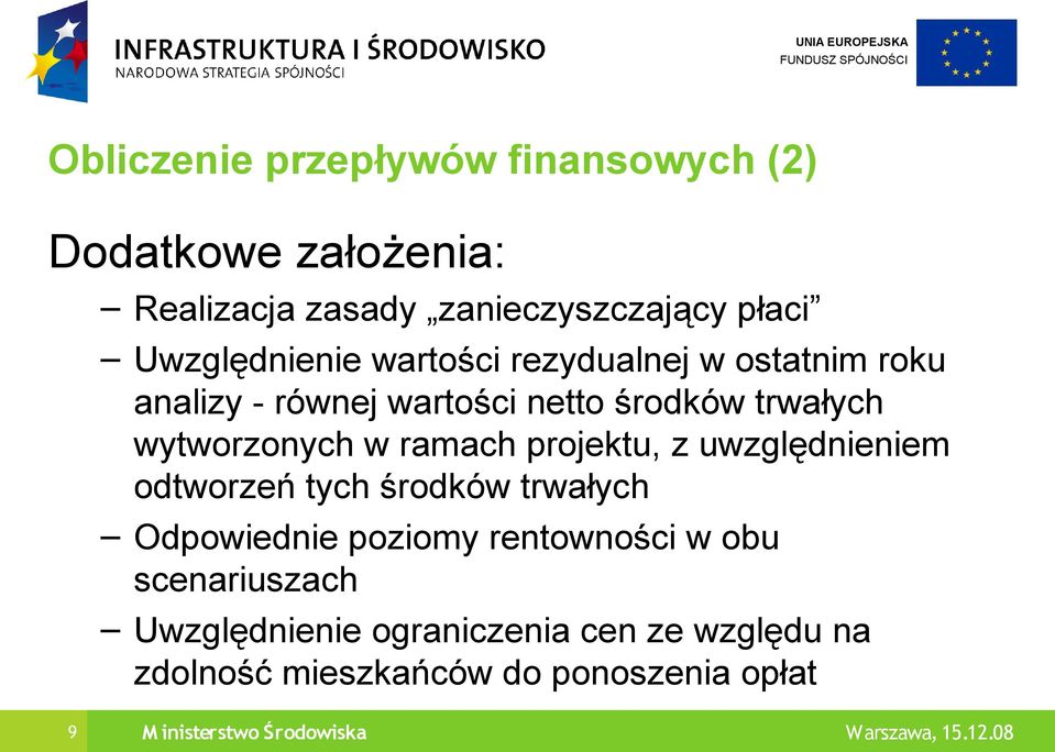 wytworzonych w ramach projektu, z uwzględnieniem odtworzeń tych środków trwałych Odpowiednie poziomy