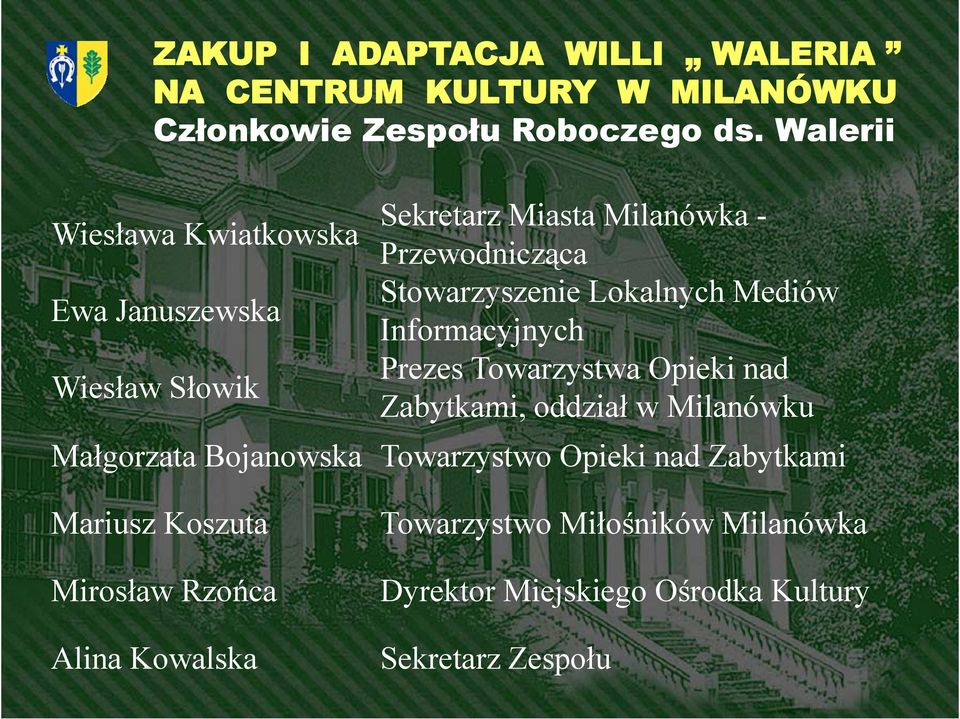 Stowarzyszenie Lokalnych Mediów Informacyjnych Prezes Towarzystwa Opieki nad Zabytkami, oddział w Milanówku