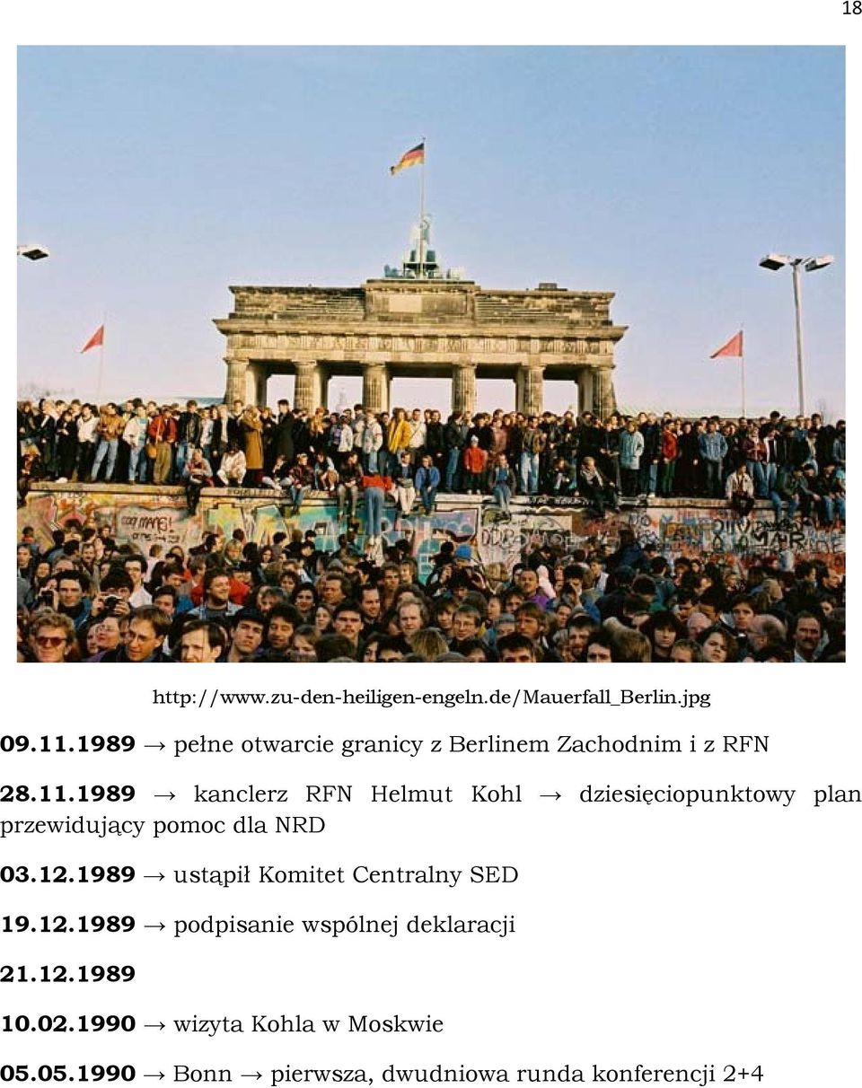 1989 kanclerz RFN Helmut Kohl dziesięciopunktowy plan przewidujący pomoc dla NRD 03.12.