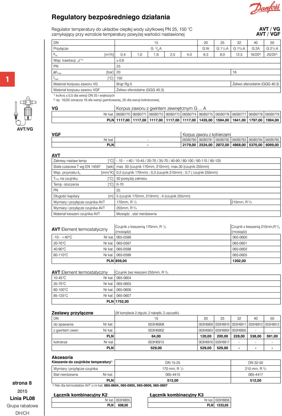 kawitacji z 0,6 PN 2 p max 20 6 t max [ C] 0 Materiał korpusu zaworu VG Brąz Rg Żeliwo sferoidalne (GGG 40.3) Materiał korpusu zaworu VGF Żeliwo sferoidalne (GGG 40.