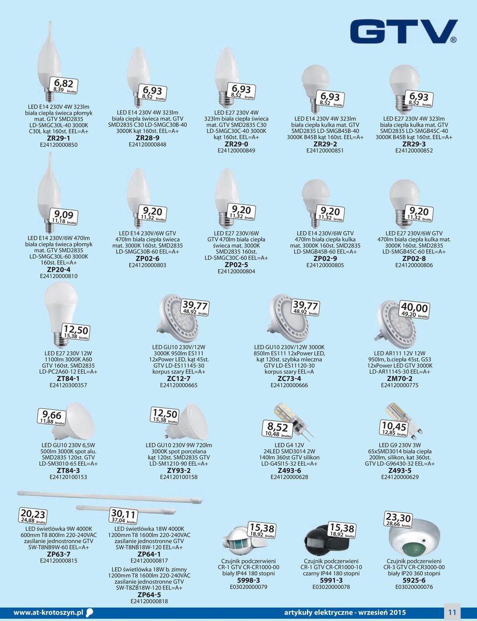 EEL=A+ ZR29-0 E24120000849 6,93 8,52 LED E14 230V 4W 323lm biała ciepła kulka mat. GTV SMD2835 LD-SMGB45B-40 3000K B45B kąt 160st.