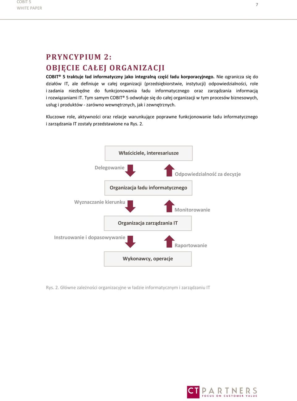 informacją i rozwiązaniami IT. Tym samym COBIT 5 odwołuje się do całej organizacji w tym procesów biznesowych, usług i produktów - zarówno wewnętrznych, jak i zewnętrznych.