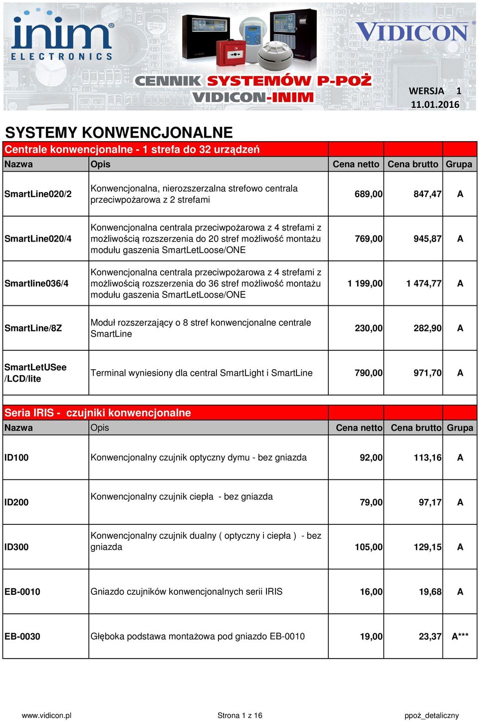 możliwością rozszerzenia do 20 stref możliwość montażu modułu gaszenia SmartLetLoose/ONE Konwencjonalna centrala przeciwpożarowa z 4 strefami z możliwością rozszerzenia do 36 stref możliwość montażu