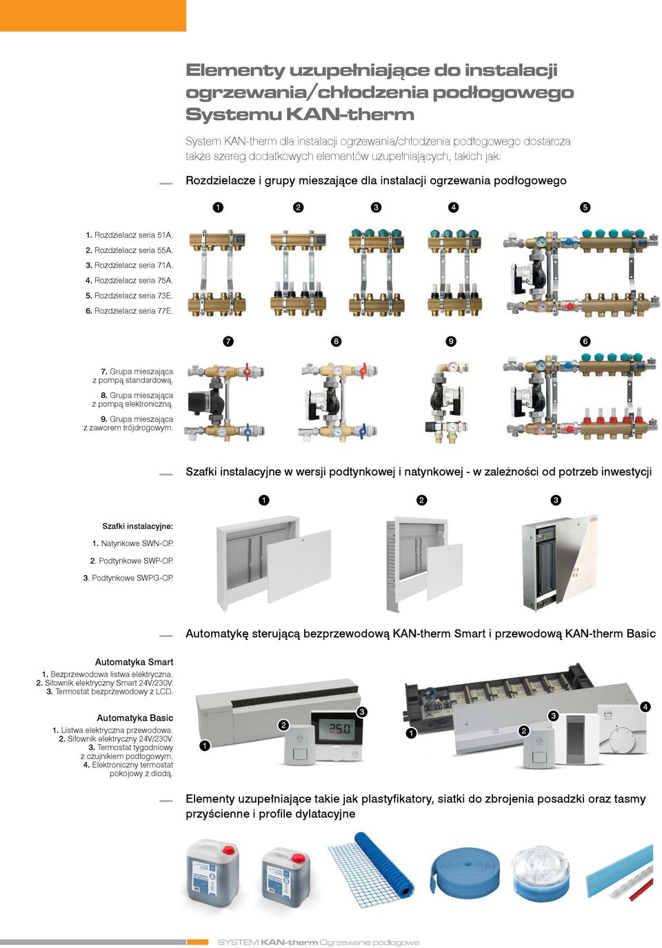 5. Rozdzielacz seria 73E. 6. Rozdzielacz seria 77E. 7 8 9 6 7. Grupa mieszająca z pompą standardową. 8. Grupa mieszająca z pompą elektroniczną. 9. Grupa mieszająca z zaworem trójdrogowym.