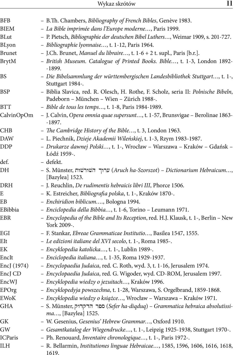 r.]. BrytM British Museum. Catalogue of Printed Books. Bible, t. 1-3, London 1892- -1899. BS Die Bibelsammlung der württembergischen Landesbibliothek Stuttgart, t. 1-, Stuttgart 1984-.