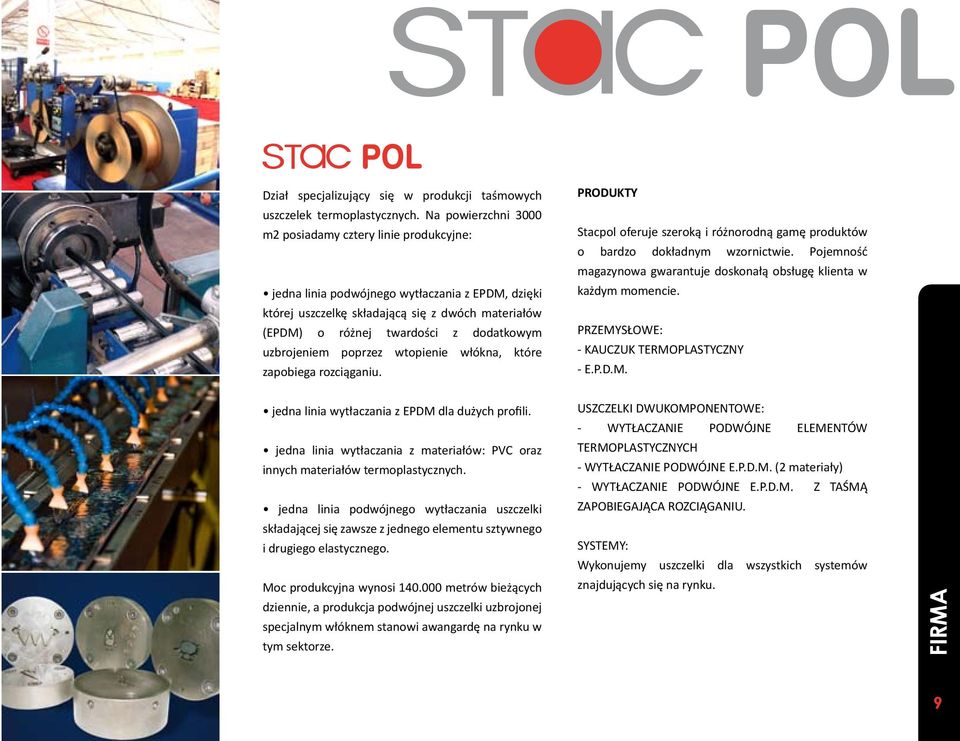 uzbrojeniem poprzez wtopienie włókna, które zapobiega rozciąganiu. PRODUKTY Stacpol oferuje szeroką i różnorodną gamę produktów o bardzo dokładnym wzornictwie.