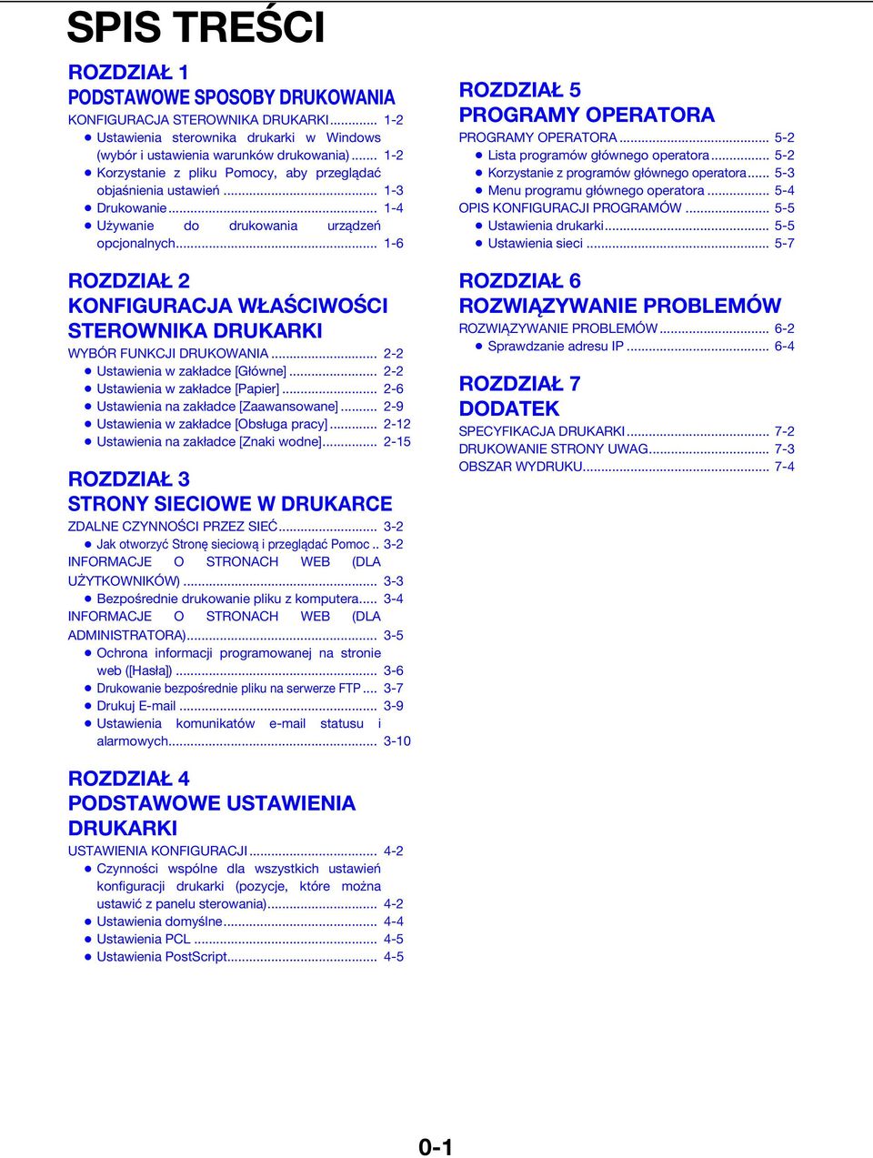 .. 1-6 ROZDZIAŁ 2 KONFIGURACJA WŁAŚCIWOŚCI STEROWNIKA DRUKARKI WYBÓR FUNKCJI DRUKOWANIA... 2-2 Ustawienia w zakładce [Główne]... 2-2 Ustawienia w zakładce [Papier].