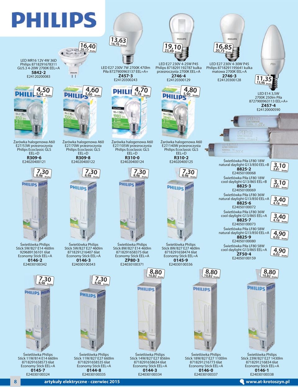 przezroczysta 2700K EEL=A 2746-4 E24120300129 4,80 5,90 LED E27 230V 4-30W P45 Philips 8718291195641 kulka matowa 2700K EEL=A 2746-3 E24120300128 11,35 13,96 LED E14 3,5W 2700K 250lm Piła