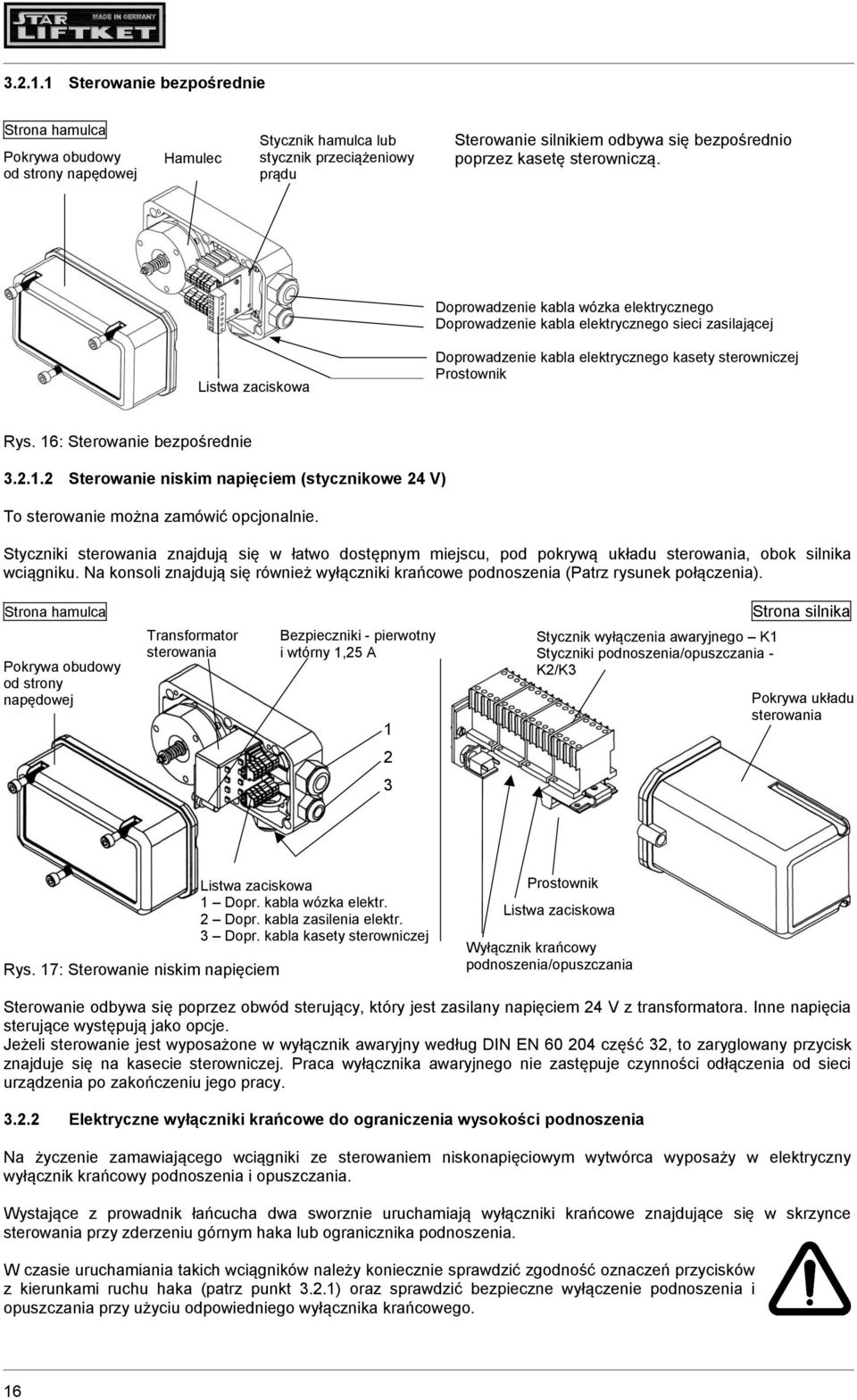 sterowniczą. Doprowadzenie kabla wózka elektrycznego Doprowadzenie kabla elektrycznego sieci zasilającej Listwa zaciskowa Doprowadzenie kabla elektrycznego kasety sterowniczej Prostownik Rys.